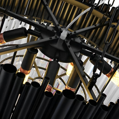 Ronde heldere kristallen metalen zwarte moderne kroonluchter hanglamp