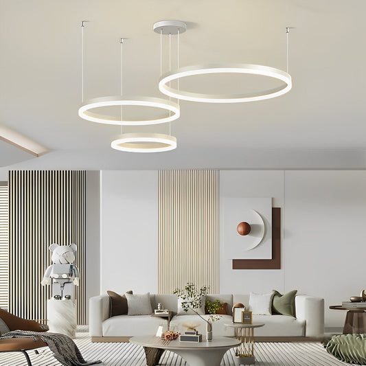 Ronde metalen ringen creatieve LED 3-traps dimbare witte moderne hanglampen