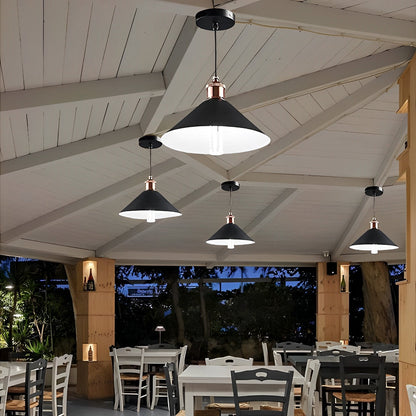 Waterproof Solar Classic Conical Shade LED Pendant Light Hanging Lights