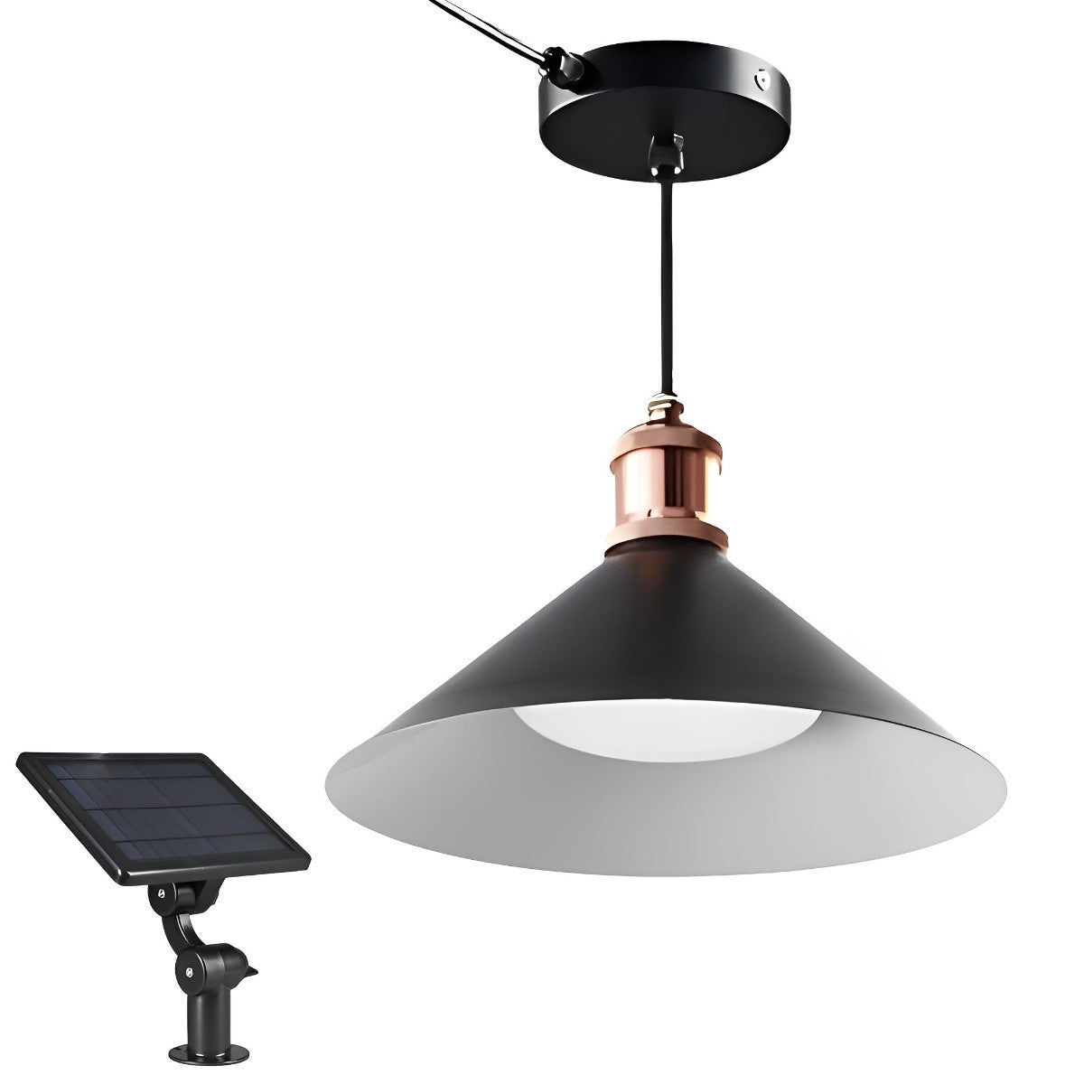 Waterproof Solar Classic Conical Shade LED Pendant Light Hanging Lights