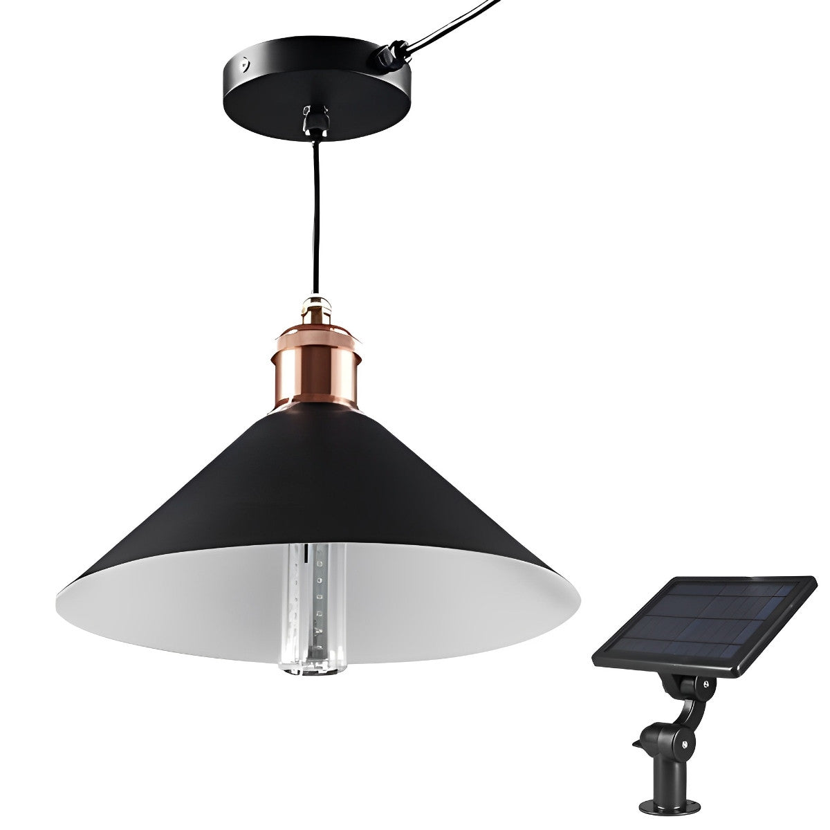 Waterproof Solar Classic Conical Shade LED Pendant Light Hanging Lights