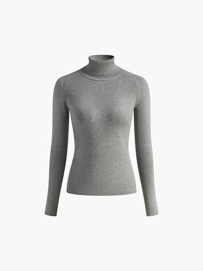 Rollkragenpullover mit Kontrastpaspelierung