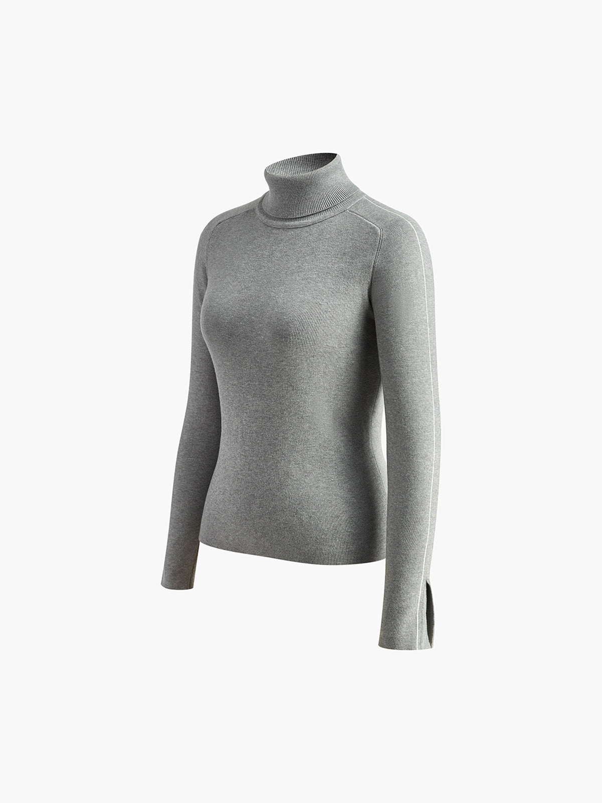 Rollkragenpullover mit Kontrastpaspelierung