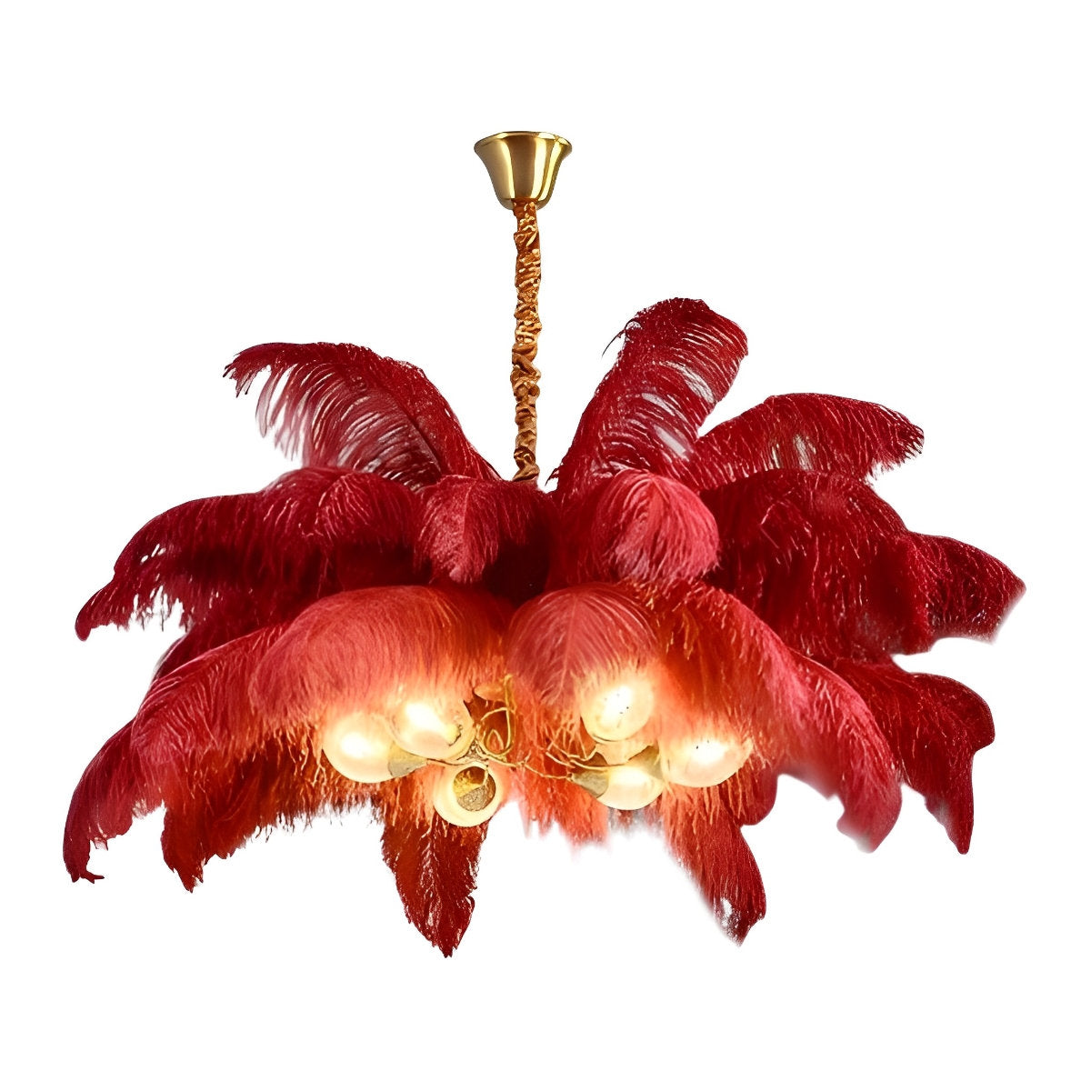 Creative Feathers koperen kroonluchter plafondlamp met vlakke montage