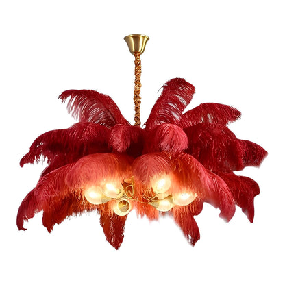 Creative Feathers koperen kroonluchter plafondlamp met vlakke montage