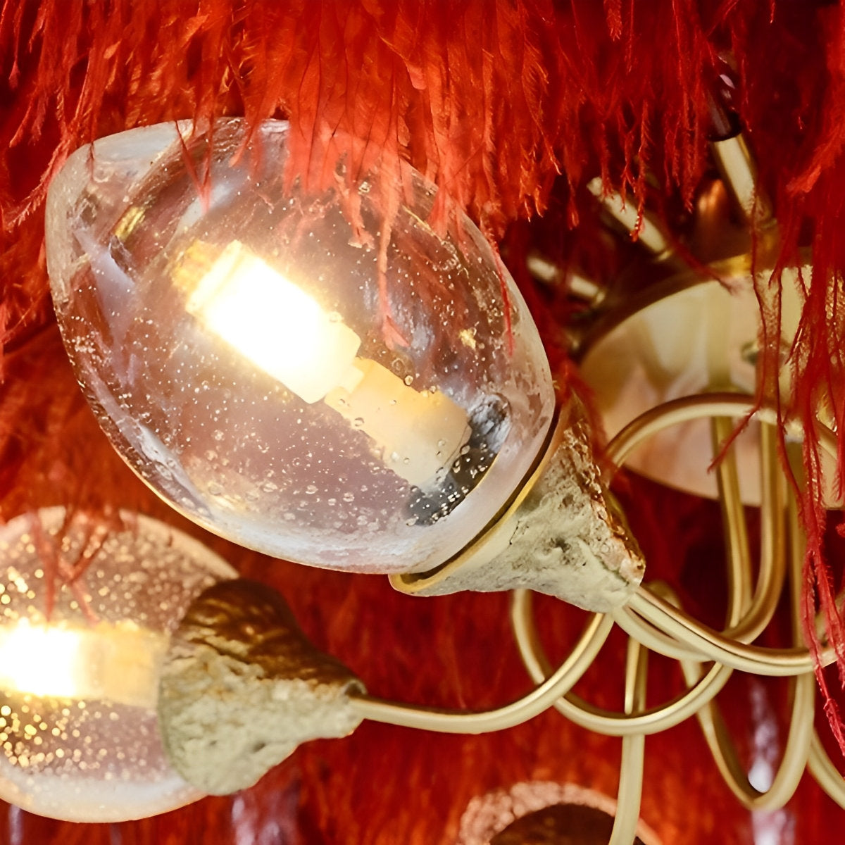 Creative Feathers koperen kroonluchter plafondlamp met vlakke montage