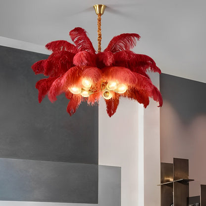 Creative Feathers koperen kroonluchter plafondlamp met vlakke montage