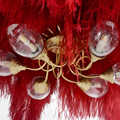 Creative Feathers koperen kroonluchter plafondlamp met vlakke montage