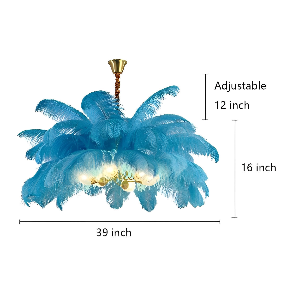 Creative Feathers koperen kroonluchter plafondlamp met vlakke montage