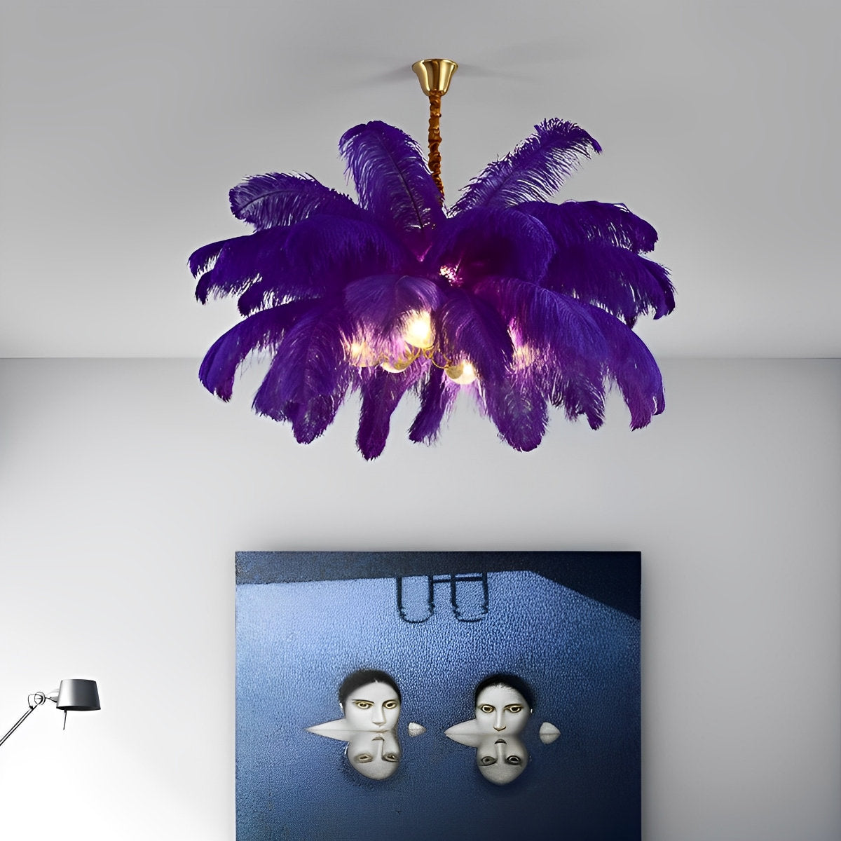 Creative Feathers koperen kroonluchter plafondlamp met vlakke montage
