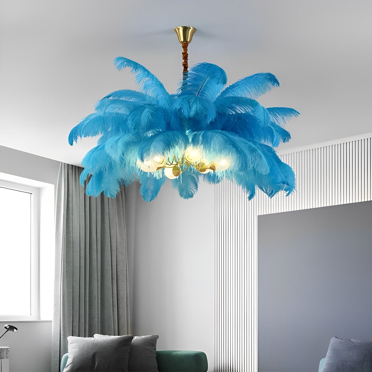 Creative Feathers koperen kroonluchter plafondlamp met vlakke montage
