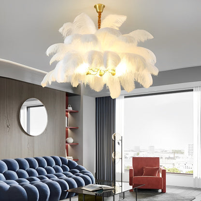 Creative Feathers koperen kroonluchter plafondlamp met vlakke montage
