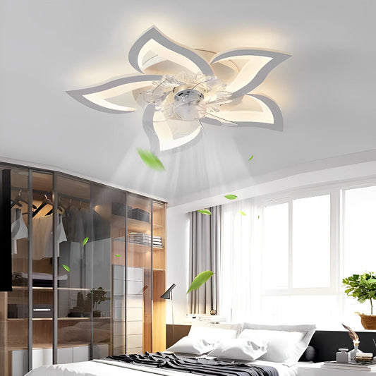 Creatieve bloemvormige drie stappen dimbare LED plafondventilatorlampen kroonluchter