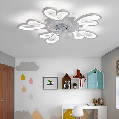 Creatieve bloemvormige drie stappen dimbare LED plafondventilatorlampen kroonluchter