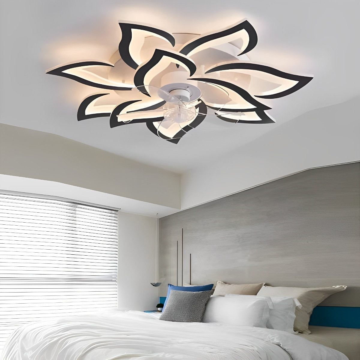 Creatieve bloemvormige drie stappen dimbare LED plafondventilatorlampen kroonluchter