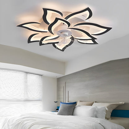 Creatieve bloemvormige drie stappen dimbare LED plafondventilatorlampen kroonluchter