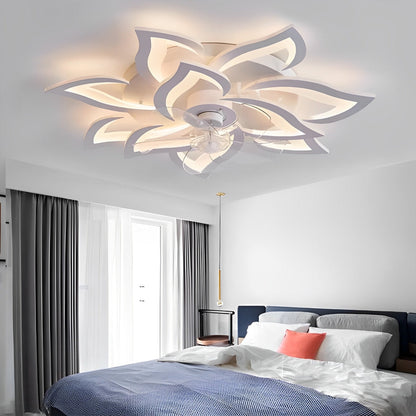 Creatieve bloemvormige drie stappen dimbare LED plafondventilatorlampen kroonluchter
