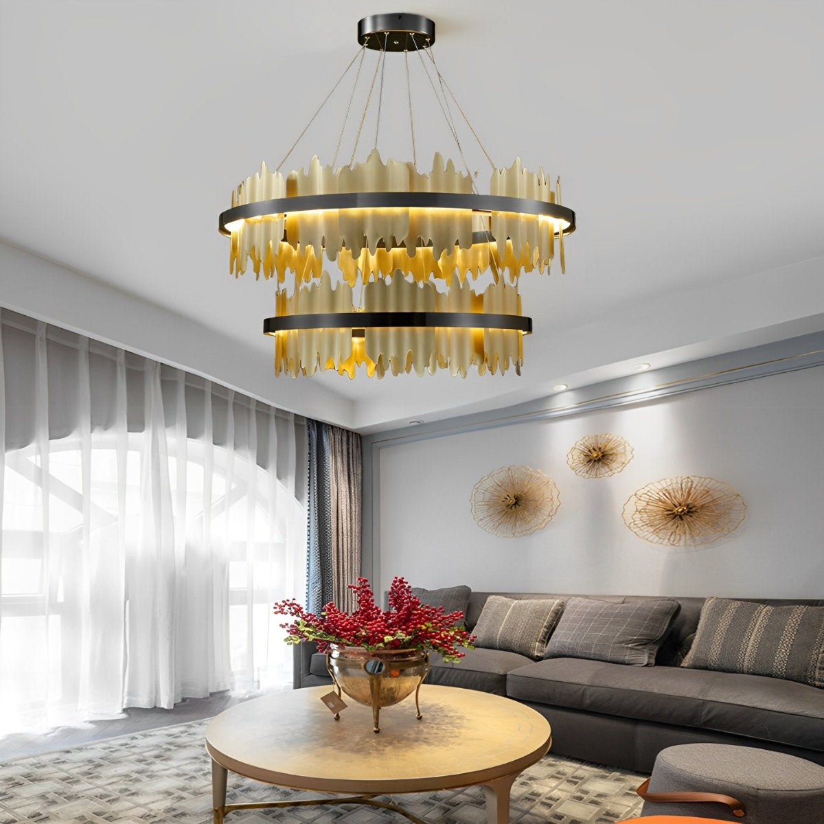 Creatief Iceberg Ontwerp Metalen Cirkelvormige Traploze Dim LED Licht Kroonluchter