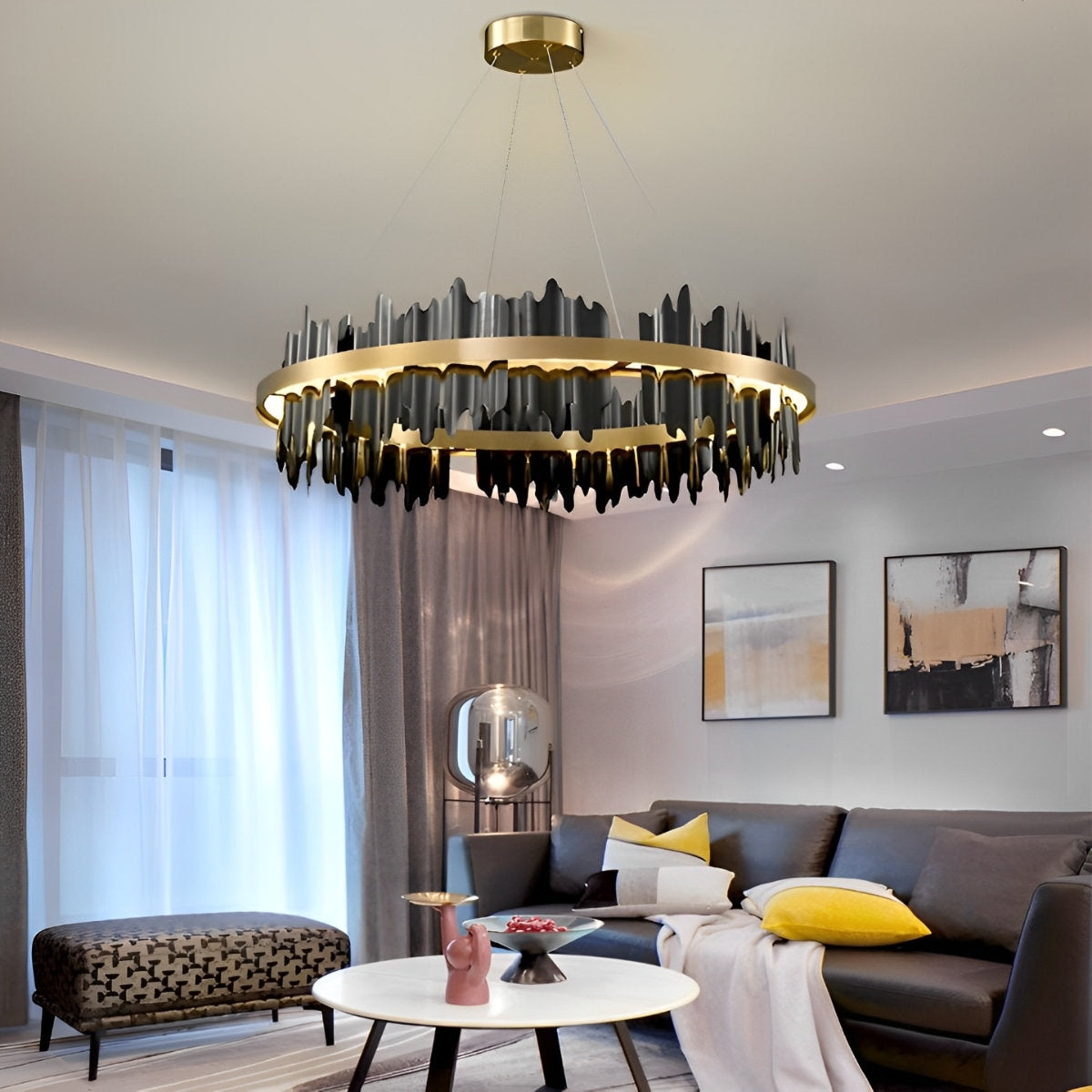 Creatief Iceberg Ontwerp Metalen Cirkelvormige Traploze Dim LED Licht Kroonluchter