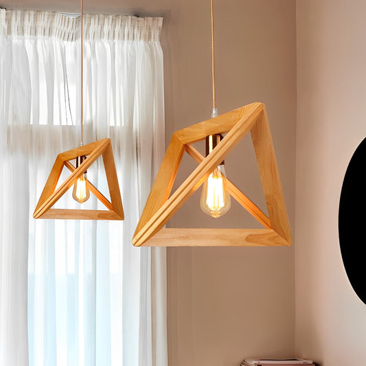 Creatief Houten Frame Geometrische Minimalistische Kroonluchter Plafond Hanglamp