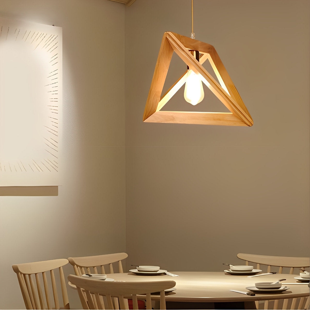 Creatief Houten Frame Geometrische Minimalistische Kroonluchter Plafond Hanglamp