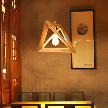 Creatief Houten Frame Geometrische Minimalistische Kroonluchter Plafond Hanglamp