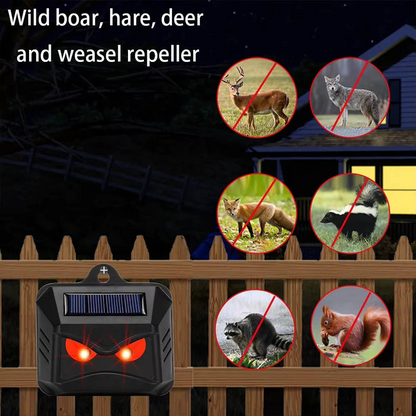 Solcelledrevet ultralyds dyreafskrækkende, sæt med 2