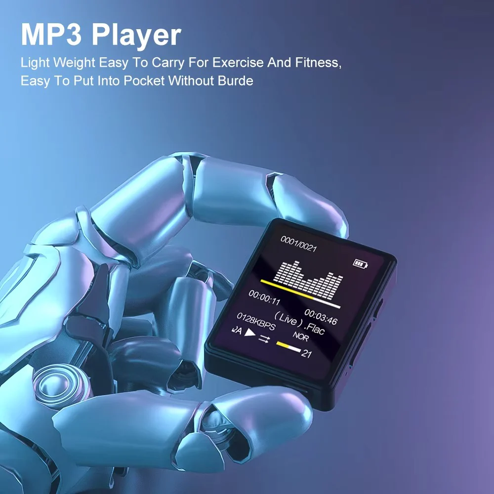 Compact Bluetooth MP3 Music Player with Stereo Audio and Video Playback