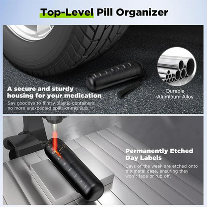 Aluminum Pill Organizer – 7 Days Travel Pill Case with Compartments