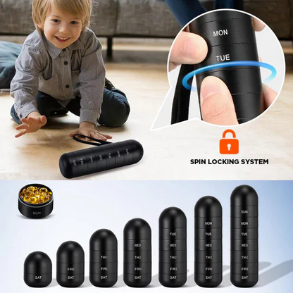 Aluminum Pill Organizer – 7 Days Travel Pill Case with Compartments