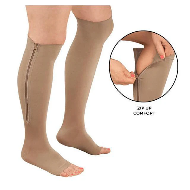 Easy-Wear Zipper Compression Socks – Firm 20-30 mmHg Support