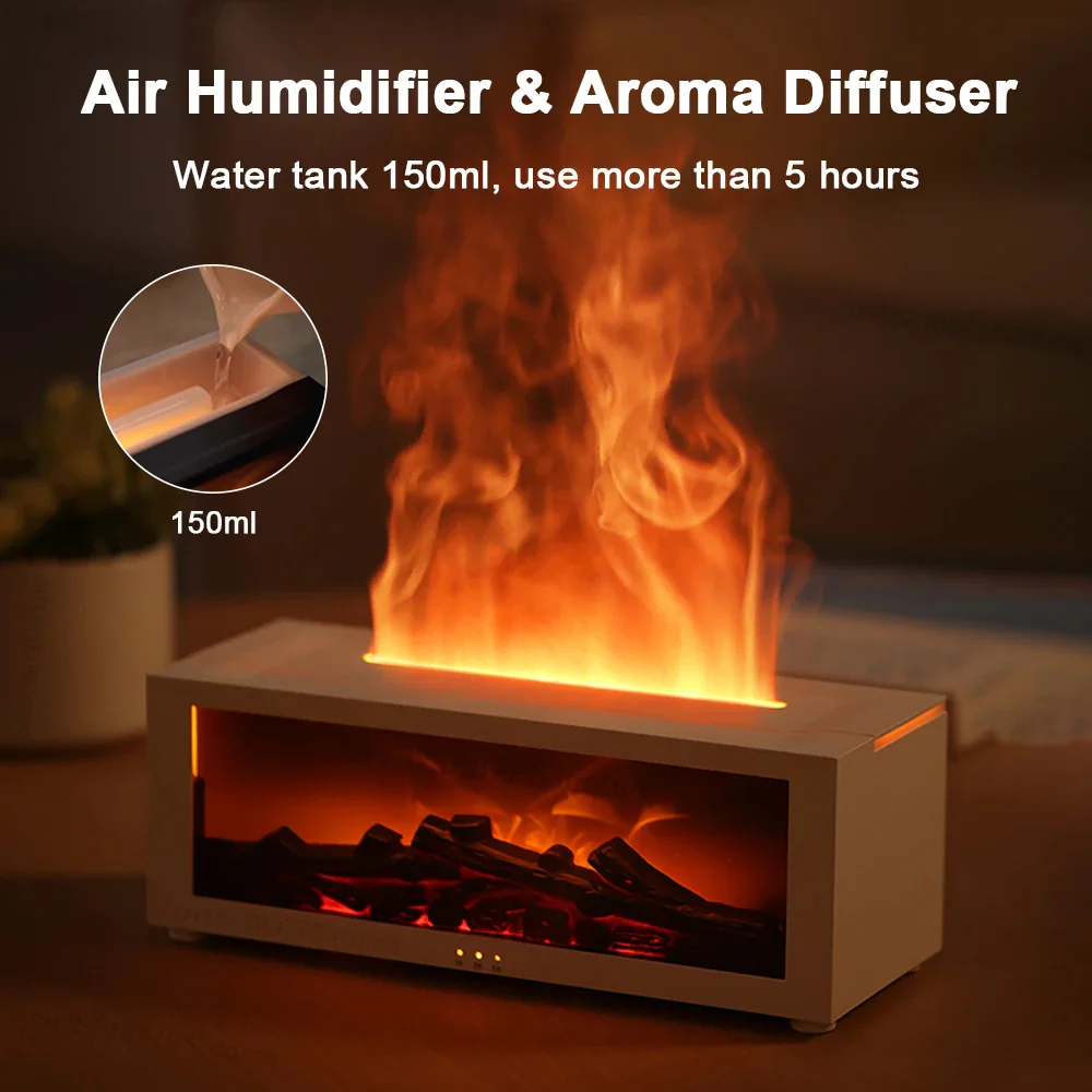 Air Humidifier and Air Purifier with Aromatherapy Flame Effect