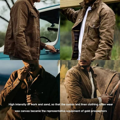 Men's Vintage Brown Waxed Cotton Jacket
