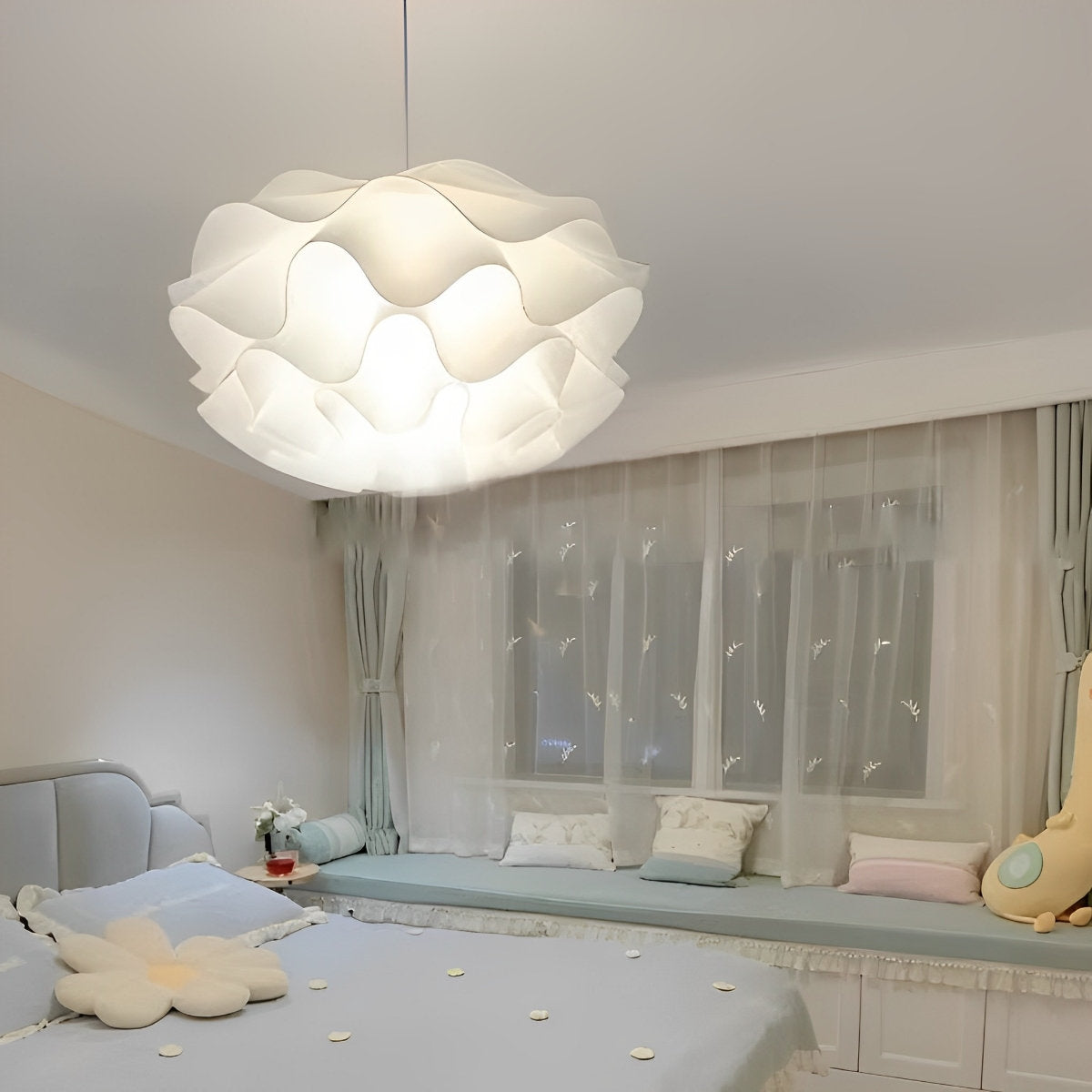Bloemvormige driefasige dimbare LED witte kroonluchter hanglamp