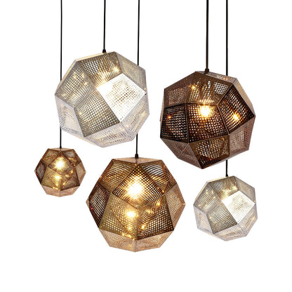 Geometrische ronde elektrolytisch gecoate metalen postmoderne hanglamp kroonluchter plafondlamp