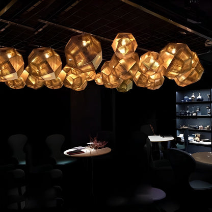 Geometrische ronde elektrolytisch gecoate metalen postmoderne hanglamp kroonluchter plafondlamp