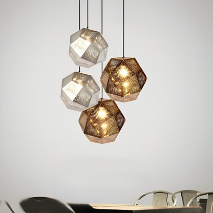 Geometrische ronde elektrolytisch gecoate metalen postmoderne hanglamp kroonluchter plafondlamp