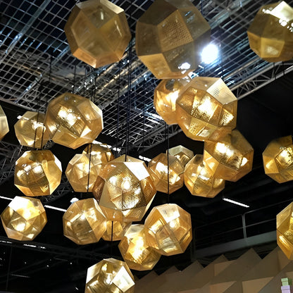 Geometrische ronde elektrolytisch gecoate metalen postmoderne hanglamp kroonluchter plafondlamp