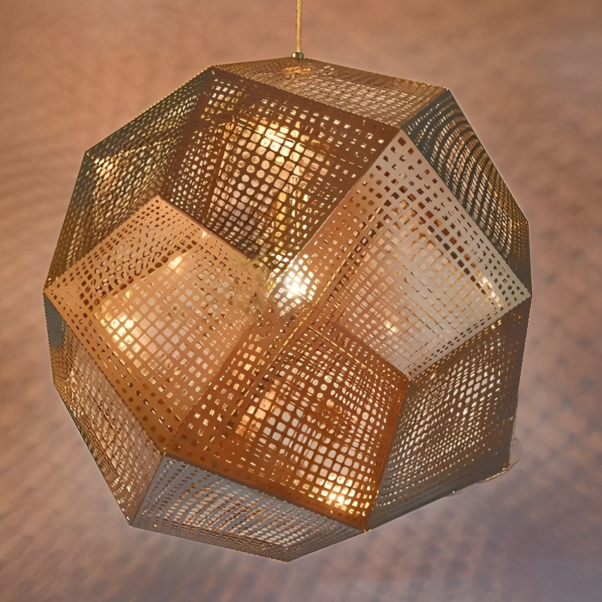 Geometrische ronde elektrolytisch gecoate metalen postmoderne hanglamp kroonluchter plafondlamp