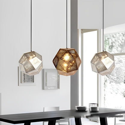 Geometrische ronde elektrolytisch gecoate metalen postmoderne hanglamp kroonluchter plafondlamp