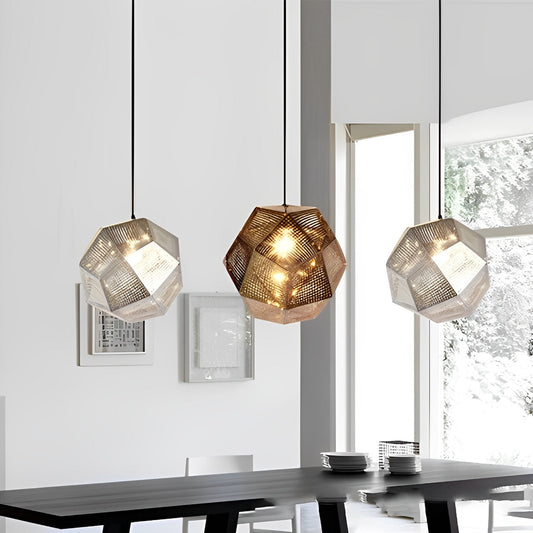 Geometrische ronde elektrolytisch gecoate metalen postmoderne hanglamp kroonluchter plafondlamp