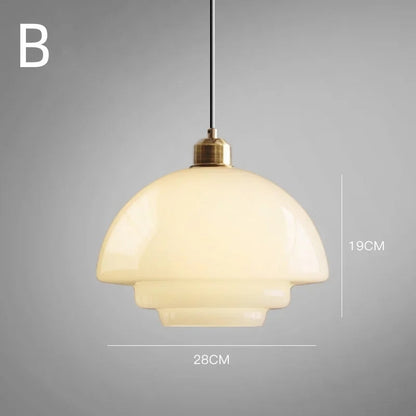 Mid Century Art melk wit glazen hanglamp