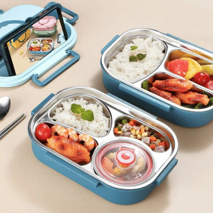 Thermo-Lunchbox mit 4 Fächern, Edelstahl