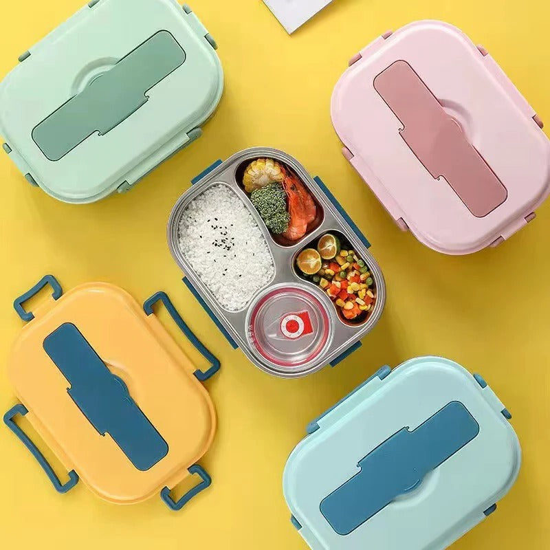 Thermo-Lunchbox mit 4 Fächern, Edelstahl