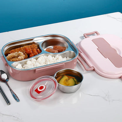 Thermo-Lunchbox mit 4 Fächern, Edelstahl