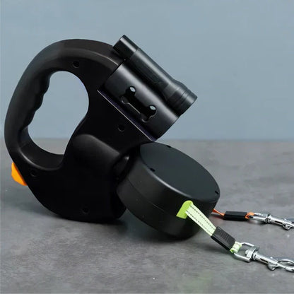 Dual Dog Leash TangleFree LED Light and 360° Swivel