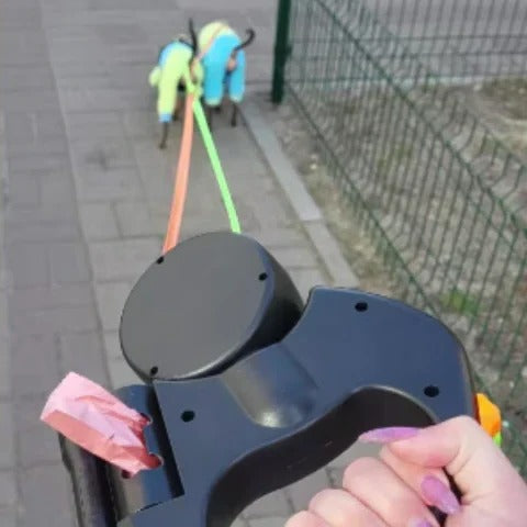 Dual Dog Leash TangleFree LED Light and 360° Swivel