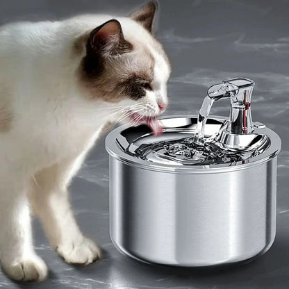 Stainless Steel Cat Water Fountain with Filter and Sensor