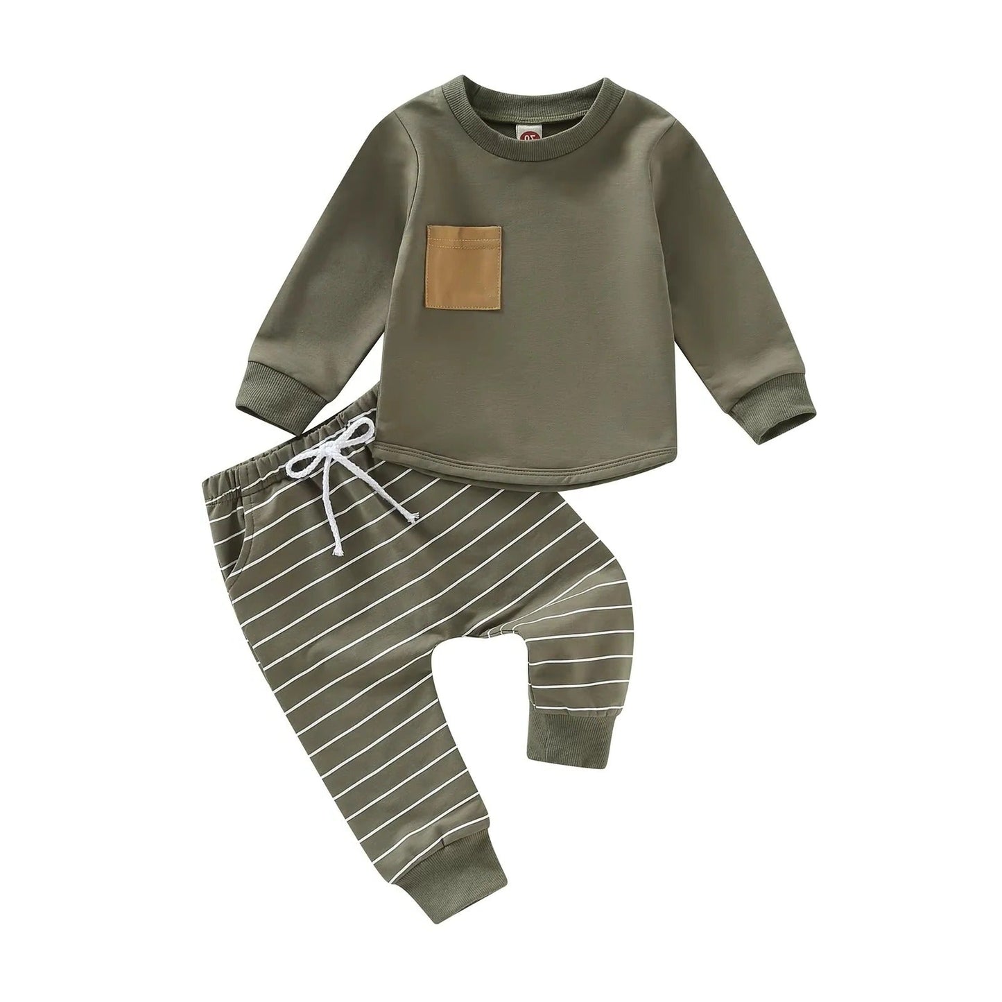 Efterårsoutfit til små drenge Pullover og stribede bukser, sæt med 2