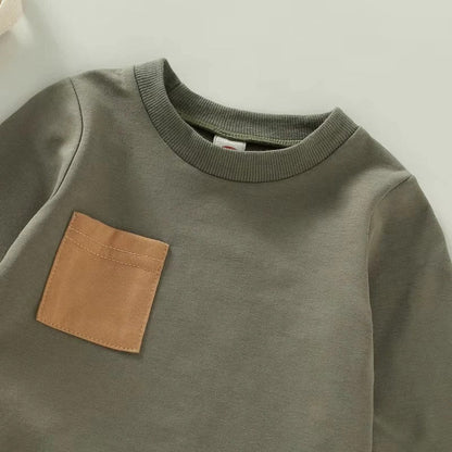 Efterårsoutfit til små drenge Pullover og stribede bukser, sæt med 2